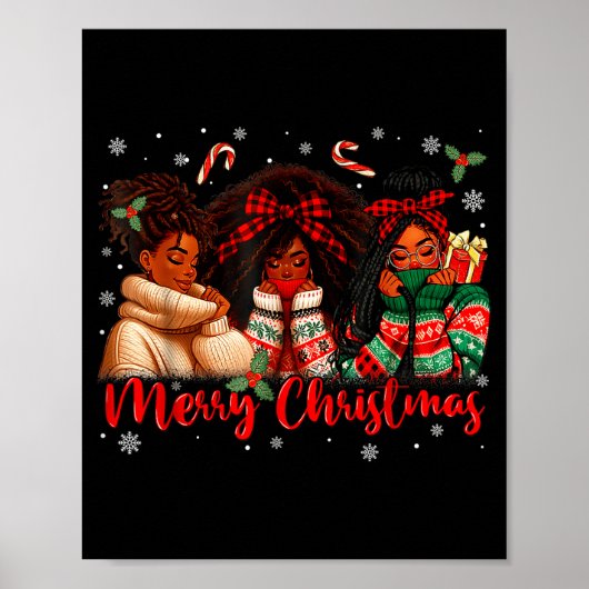 Black African Girl American Melanin Christmas Sant Poster (Vorne)