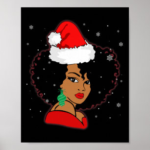 Black African Girl American Melanin Christmas Sant Poster