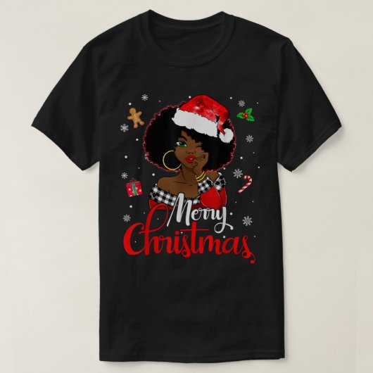 Black African Girl American Melanin Christmas Sant T-Shirt (Design vorne)