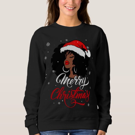 Black African Girl American Santa Christmas Melani Sweatshirt (Vorderseite)