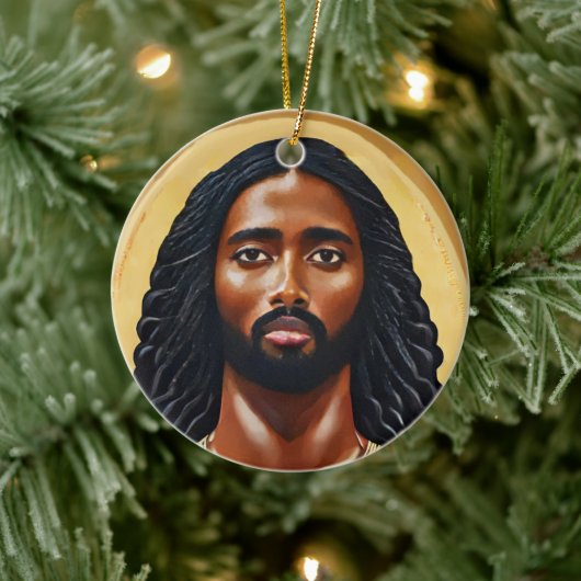 Black African Jesus Christ Religious Art Keramik Ornament (Baum)