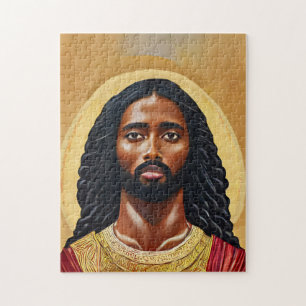 Black African Jesus Christ Religious Art Puzzle