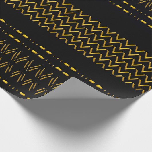 Black African Pattern Mix Wrapping Paper Geschenkpapier (Ecke)