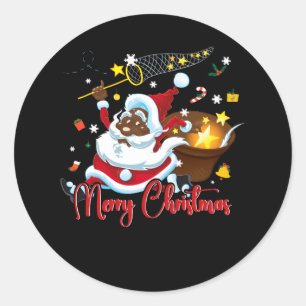 Black African Santa Claus Frohe Weihnachts Weihnac Runder Aufkleber