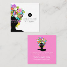 Black African Woman Square Business Card