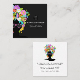 Black African Woman Square Business Card Quadratische Visitenkarte