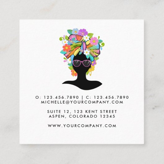 Black African Woman Square Business Card Quadratische Visitenkarte (Rückseite)