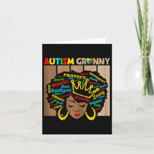 Black Afro American Autism Granny Awarenes Karte