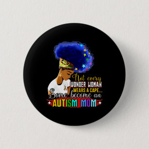 Black Afro American Autismus Awareness Mama Rainbo Button