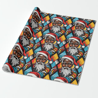 Black Afro American Santa Claus Urban Graffiti Geschenkpapier