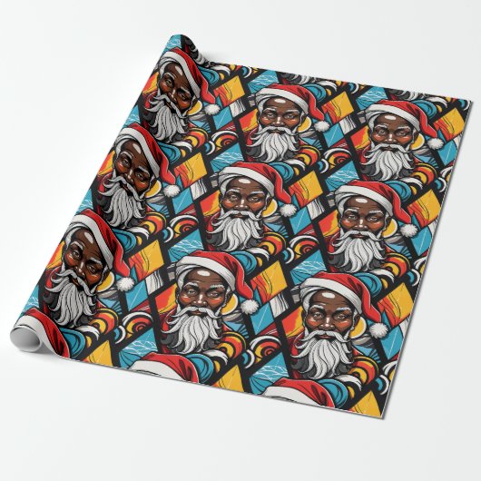 Black Afro American Santa Claus Urban Graffiti Geschenkpapier (Ungerollt)
