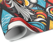 Black Afro American Santa Claus Urban Graffiti Geschenkpapier (Rolleneckpunkt)
