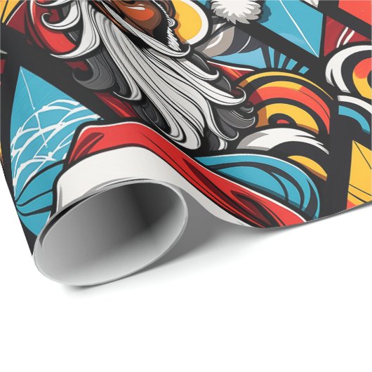 Black Afro American Santa Claus Urban Graffiti Geschenkpapier (Rolleneckpunkt)