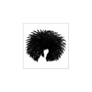 Black Afro Curly Hair Gummistempel
