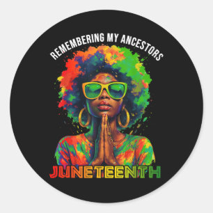 Black Afro Juneteenth Gedenken an meine Vorfahren Runder Aufkleber