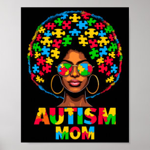 Black Afro Mama American Autismus Awareness Poster