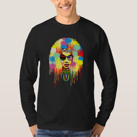 Black Afro Natural Hair Melanin Queen Black Histor T-Shirt (Vorderseite)