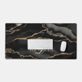 Black Agate Geode Gold Glitzer Monogram Modern Schreibtischunterlage (Tastatur & Maus)