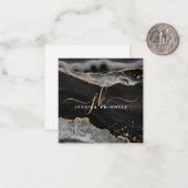 Black Agate Geode Gold Glitzer Script Monogram Mitteilungskarte (Vorderseite/Rückseite Beispiel)