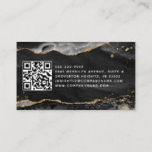 Black Agate Geode Monogram Gold Script Visitenkarte (Rückseite)