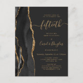 Black Agate Gold 50th Anniversary Party Postkarte (Vorderseite)
