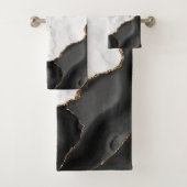 Black Agate Gold Glitzer aus weißem Marmor Badhandtuch Set (Insitu)