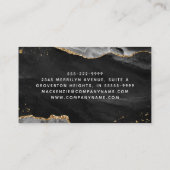 Black Agate Gold Glitzer Script Monogram Visitenkarte (Rückseite)