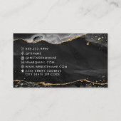 Black Agate Gold Glitzer Script Monogram Visitenkarte (Rückseite)