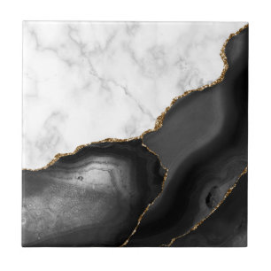 Black Agate Gold Glitzer Weißer Marmor Fliese