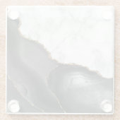 Black Agate Gold Glitzer Weißes Imitat Marmor Glasuntersetzer (Rückseite)