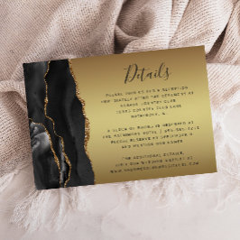 Black Agate Gold Ombre Script Wedding Details Begleitkarte