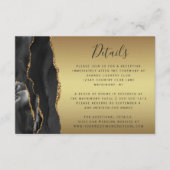 Black Agate Gold Ombre Script Wedding Details Begleitkarte (Vorderseite)