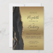 Black Agate Gold Ombre Wedding Einladung (Vorderseite)
