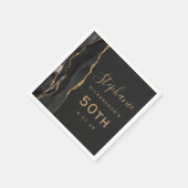 Black Agate Gold Script Dark 50. Geburtstag Serviette (Ecke)