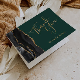 Black Agate Gold Smarald Green Wedding Vielen Dank Karte