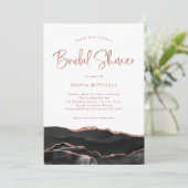 Black Agate mit Rose Gold | Brautparty Einladung (Stehend Vorderseite)