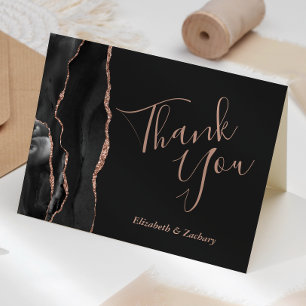 Black Agate Rose Gold Dunkle Hochzeit Vielen Dank Karte