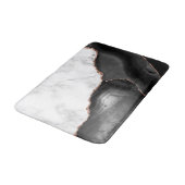 Black Agate Rose Gold Glitzer aus weißem Marmor Badematte (Schrägansicht)