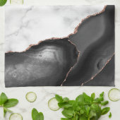 Black Agate Rose Gold Glitzer aus weißem Marmor Geschirrtuch (Gefaltet)