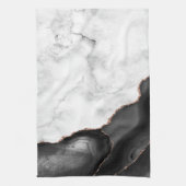 Black Agate Rose Gold Glitzer aus weißem Marmor Geschirrtuch (Vertikal)