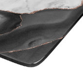 Black Agate Rose Gold Glitzer aus weißem Marmor Schneidebrett (Ecke)