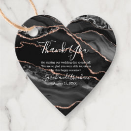 Black Agate Rose Gold Glitzer Gastgeschenk Hochzei Geschenkanhänger