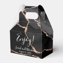 Black Agate Rose Gold Glitzer Gastgeschenk Hochzei Geschenkschachtel