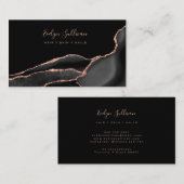 Black Agate Rose Gold Glitzer Visitenkarte (Vorne/Hinten)