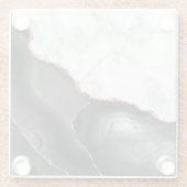 Black Agate Rose Gold Glitzer Weißes Imitat Marmor Glasuntersetzer (Rückseite)