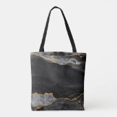 Black Agate Script Monogram Gold Glitzer Tasche (Rückseite)