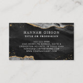 Black Agate Script Monogram Imitate Gold Glitzer Visitenkarte (Rückseite)