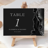 Black Agate Silver Dark Wedding Tischnummer
