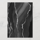 Black Agate Silver Moderne Script Dunkle Hochzeit Menükarte (Rückseite)