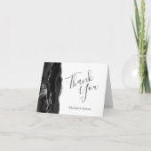 Black Agate Silver Wedding Vielen Dank Karte (Vorderseite)